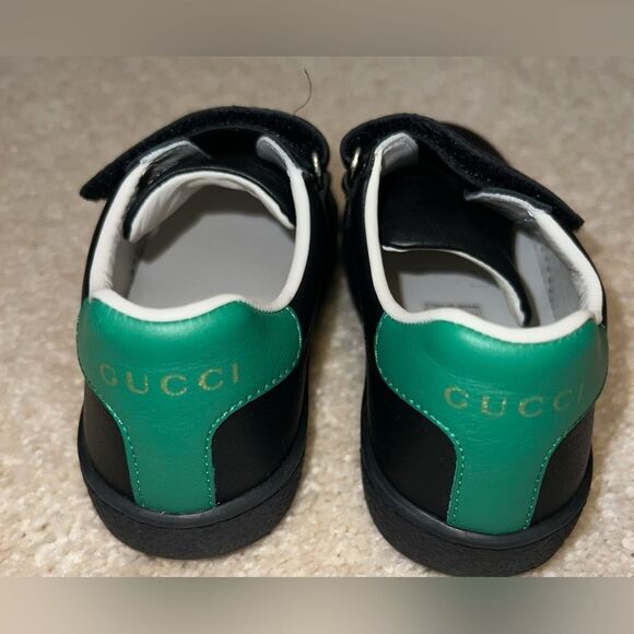 GUCCI Ace Interlocking Black Leather Sneaker Size 25 - Picture 2 of 3